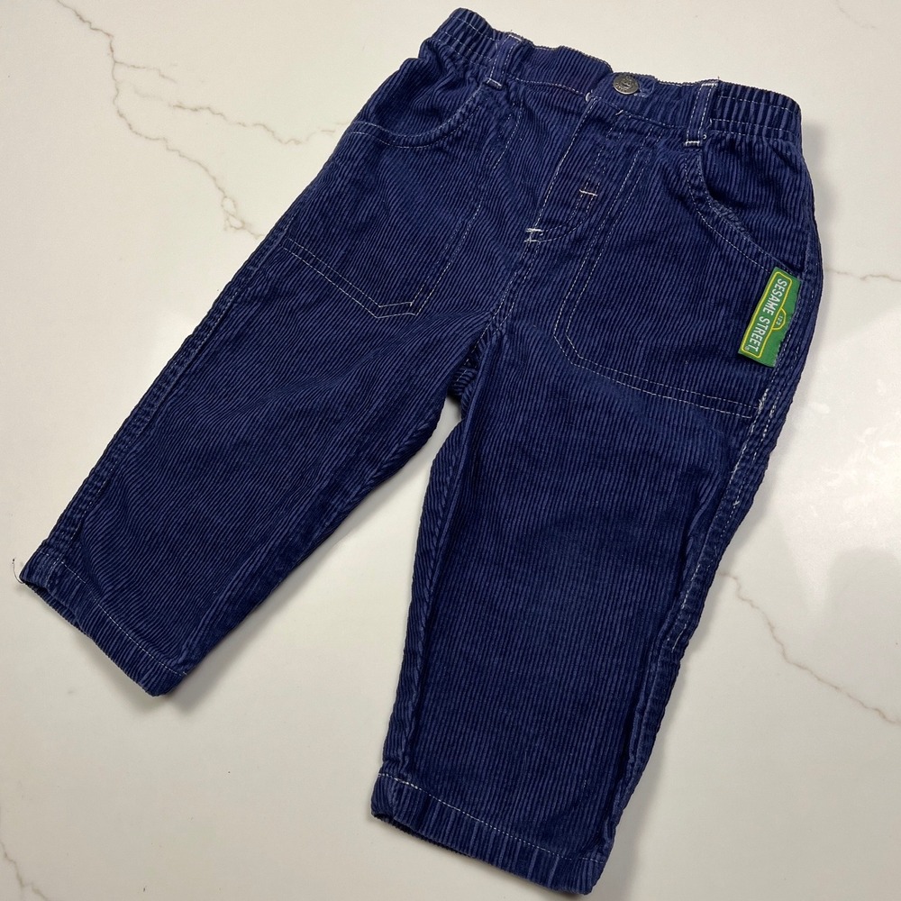 Sesame Street Corduroy Pants Toddler Boys 18M Navy Blue Vintage Style Cords
